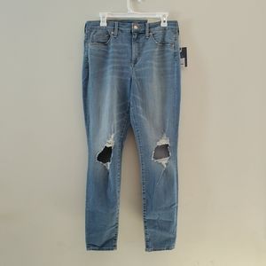 Women's distress high rise skinny jeans